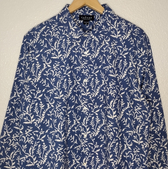 NWT Velvet By Graham & Spencer Fern Print Men's Long Sleeve Button Down Shirt - Picture 3 of 15